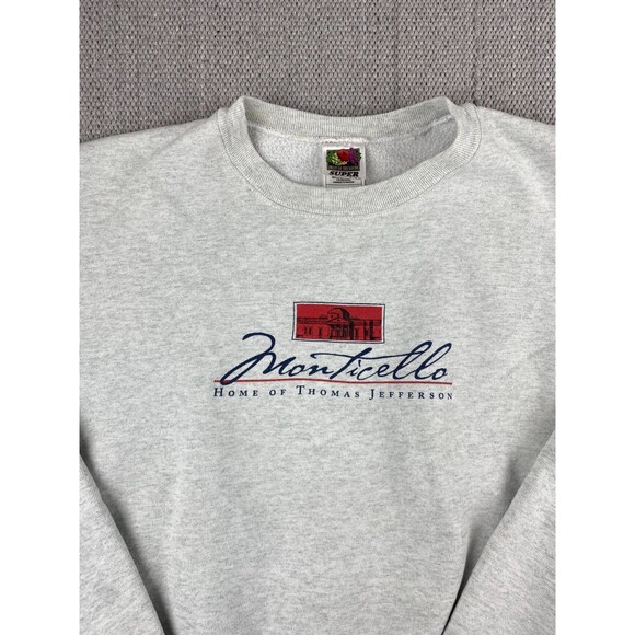 Vtg 90’s Monticello Thomas Jefferson Grey Sweatshirt XL Medium Fruit of the Loom - Picture 2 of 9
